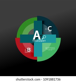 Geometric infographic banner, paper info a b c option diagram created with color shapes. Vector illustration