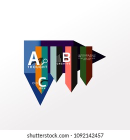 Geometric infographic banner, paper info a b c option diagram created with color shapes. Vector illustration