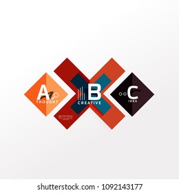 Geometric infographic banner, paper info a b c option diagram created with color shapes. Vector illustration