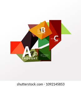 Geometric infographic banner, paper info a b c option diagram created with color shapes. Vector illustration