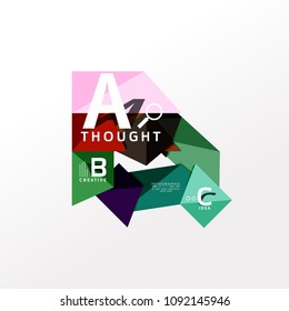 Geometric infographic banner, paper info a b c option diagram created with color shapes. Vector illustration