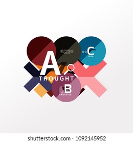 Geometric infographic banner, paper info a b c option diagram created with color shapes. Vector illustration