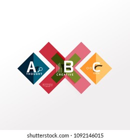 Geometric infographic banner, paper info a b c option diagram created with color shapes. Vector illustration