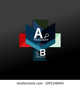 Geometric infographic banner, paper info a b c option diagram created with color shapes. Vector illustration
