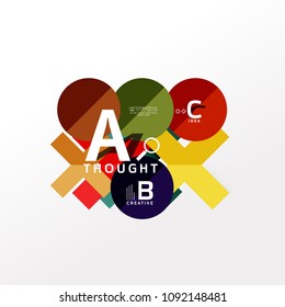 Geometric infographic banner, paper info a b c option diagram created with color shapes. Vector illustration