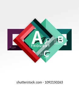 Geometric infographic banner, paper info a b c option diagram created with color shapes. Vector illustration