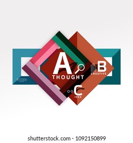Geometric infographic banner, paper info a b c option diagram created with color shapes. Vector illustration