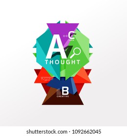 Geometric infographic banner, paper info a b c option diagram created with color shapes. Vector illustration