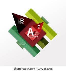 Geometric infographic banner, paper info a b c option diagram created with color shapes. Vector illustration