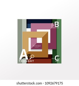 Geometric infographic banner, paper info a b c option diagram created with color shapes. Vector illustration