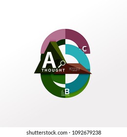 Geometric infographic banner, paper info a b c option diagram created with color shapes. Vector illustration