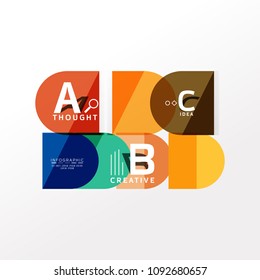 Geometric infographic banner, paper info a b c option diagram created with color shapes. Vector illustration