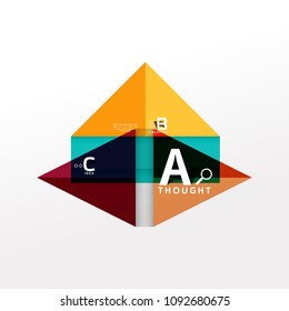 Geometric infographic banner, paper info a b c option diagram created with color shapes. Vector illustration