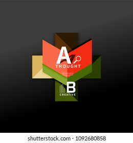Geometric infographic banner, paper info a b c option diagram created with color shapes. Vector illustration