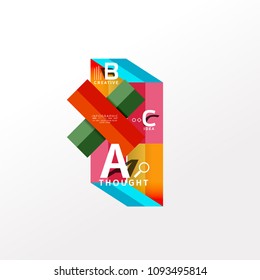 Geometric infographic banner, paper info a b c option diagram created with color shapes. Vector illustration