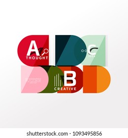 Geometric infographic banner, paper info a b c option diagram created with color shapes. Vector illustration