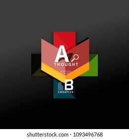 Geometric infographic banner, paper info a b c option diagram created with color shapes. Vector illustration