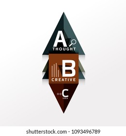 Geometric infographic banner, paper info a b c option diagram created with color shapes. Vector illustration