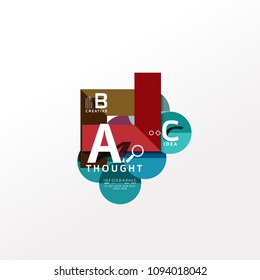 Geometric infographic banner, paper info a b c option diagram created with color shapes. Vector illustration