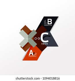 Geometric infographic banner, paper info a b c option diagram created with color shapes. Vector illustration