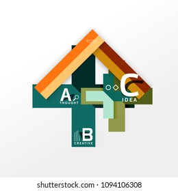 Geometric infographic banner, paper info a b c option diagram created with color shapes. Vector illustration