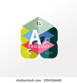 Geometric infographic banner, paper info a b c option diagram created with color shapes. Vector illustration