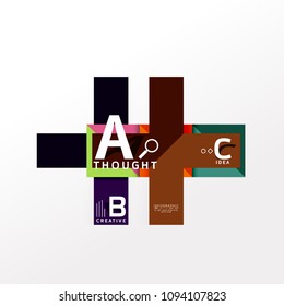Geometric infographic banner, paper info a b c option diagram created with color shapes. Vector illustration