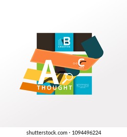 Geometric infographic banner, paper info a b c option diagram created with color shapes. Vector illustration