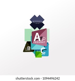 Geometric infographic banner, paper info a b c option diagram created with color shapes. Vector illustration