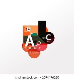 Geometric infographic banner, paper info a b c option diagram created with color shapes. Vector illustration