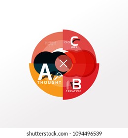 Geometric infographic banner, paper info a b c option diagram created with color shapes. Vector illustration