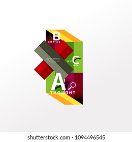 Geometric infographic banner, paper info a b c option diagram created with color shapes. Vector illustration