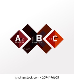 Geometric infographic banner, paper info a b c option diagram created with color shapes. Vector illustration