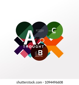 Geometric infographic banner, paper info a b c option diagram created with color shapes. Vector illustration