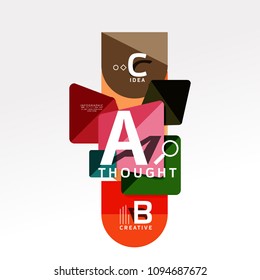 Geometric infographic banner, paper info a b c option diagram created with color shapes. Vector illustration