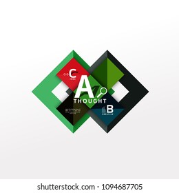 Geometric infographic banner, paper info a b c option diagram created with color shapes. Vector illustration
