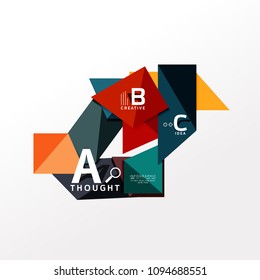 Geometric infographic banner, paper info a b c option diagram created with color shapes. Vector illustration