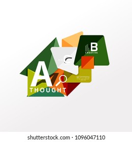 Geometric infographic banner, paper info a b c option diagram created with color shapes. Vector illustration