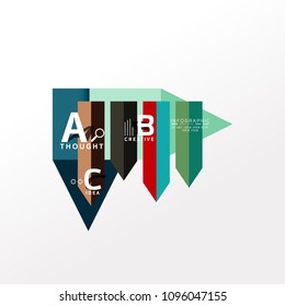 Geometric infographic banner, paper info a b c option diagram created with color shapes. Vector illustration
