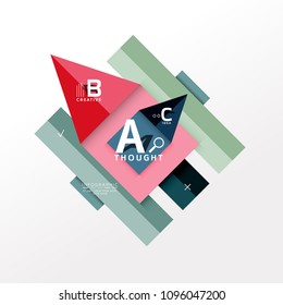 Geometric infographic banner, paper info a b c option diagram created with color shapes. Vector illustration