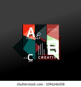 Geometric infographic banner, paper info a b c option diagram created with color shapes. Vector illustration