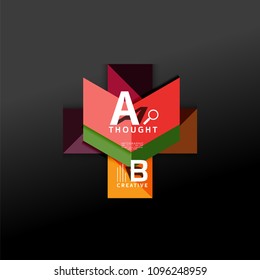 Geometric infographic banner, paper info a b c option diagram created with color shapes. Vector illustration