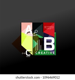 Geometric infographic banner, paper info a b c option diagram created with color shapes. Vector illustration