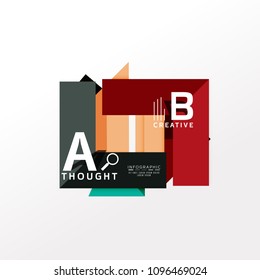 Geometric infographic banner, paper info a b c option diagram created with color shapes. Vector illustration