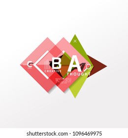 Geometric infographic banner, paper info a b c option diagram created with color shapes. Vector illustration