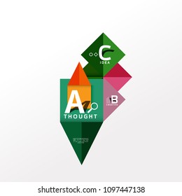 Geometric infographic banner, paper info a b c option diagram created with color shapes. Vector illustration