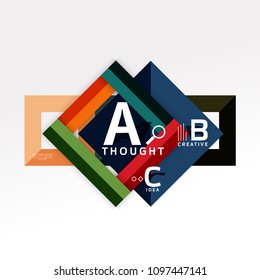 Geometric infographic banner, paper info a b c option diagram created with color shapes. Vector illustration