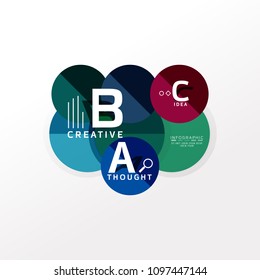 Geometric infographic banner, paper info a b c option diagram created with color shapes. Vector illustration