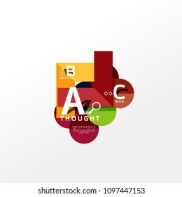 Geometric infographic banner, paper info a b c option diagram created with color shapes. Vector illustration