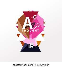 Geometric infographic banner, paper info a b c option diagram created with color shapes. Vector illustration